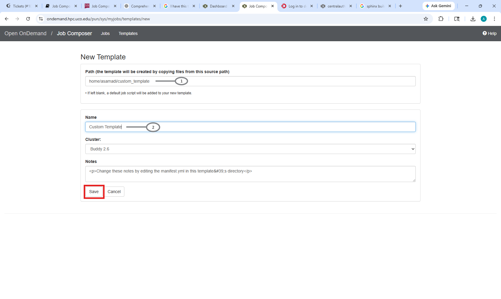 To edit custom template built-in