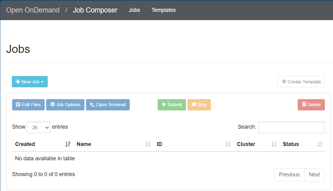 choose an option for create a job